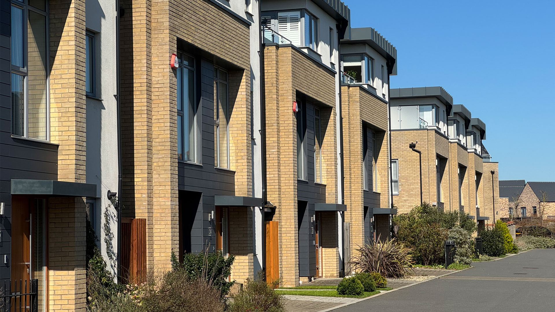 Row of modern looking new build houses
